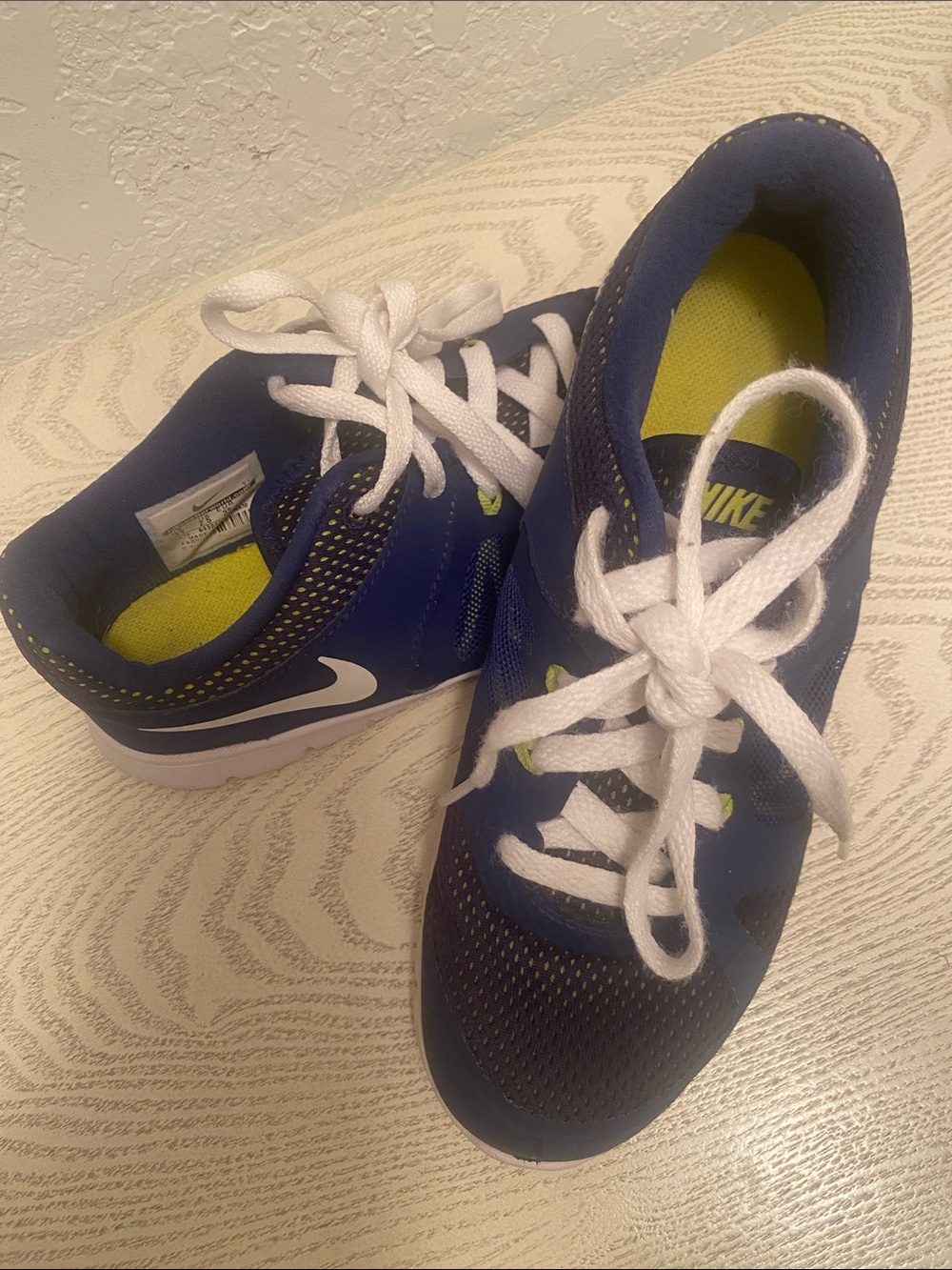 Nike Kids Blue Sneakers with Lime Accents